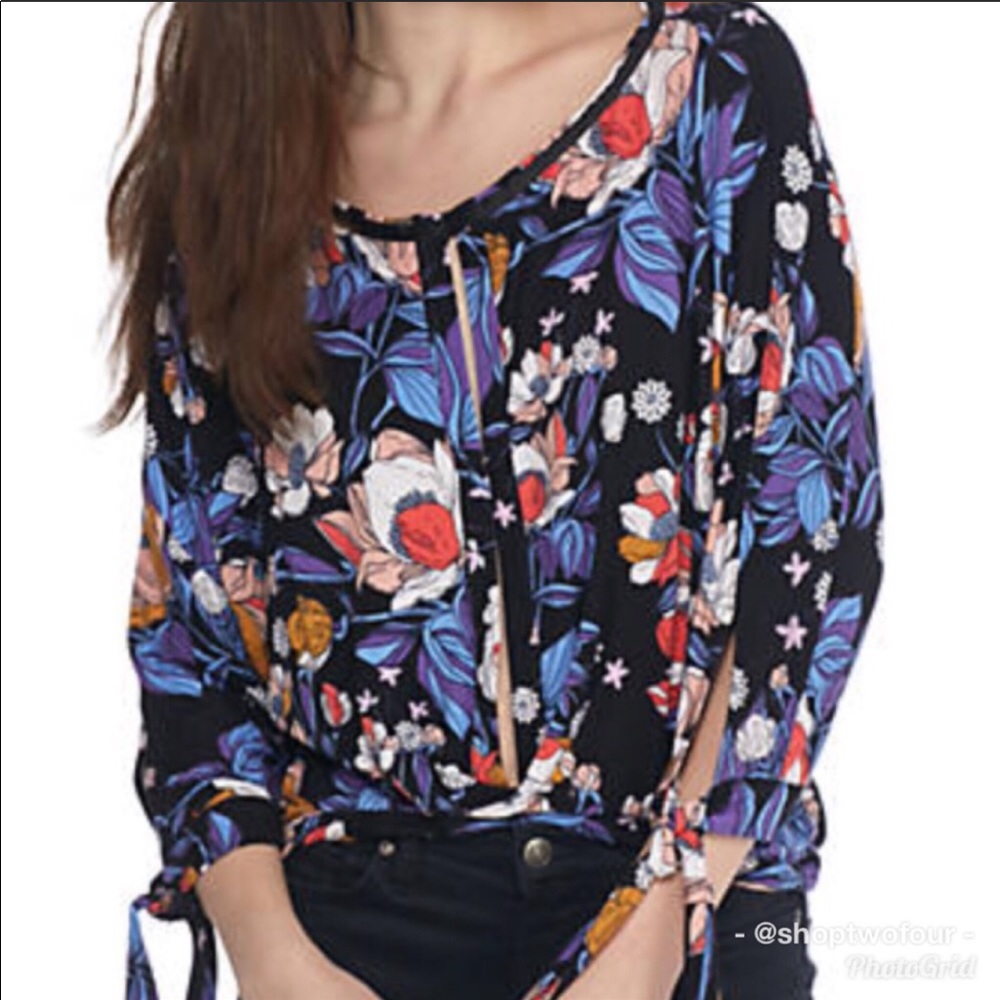 Free People Keepin On High Low Floral Top LG